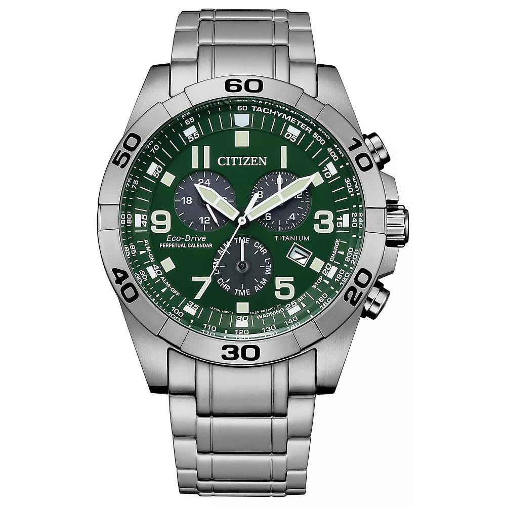 Citizen Men's Eco-Drive Brycen Titanium Green Dial Bracelet Watch - BL5550-50X,  Product Image