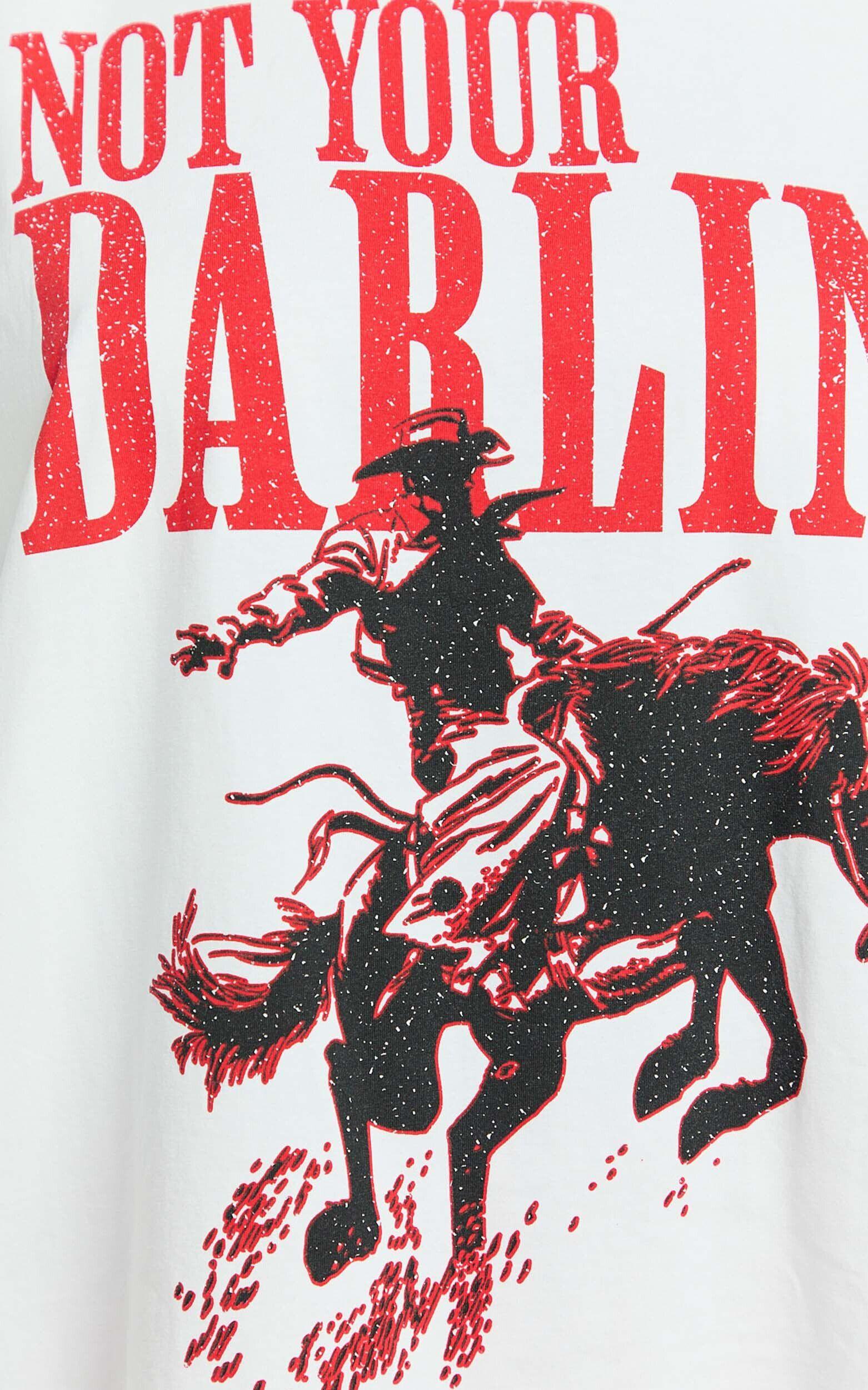 Aimee Top - Oversized Horse Print Tee in White Product Image