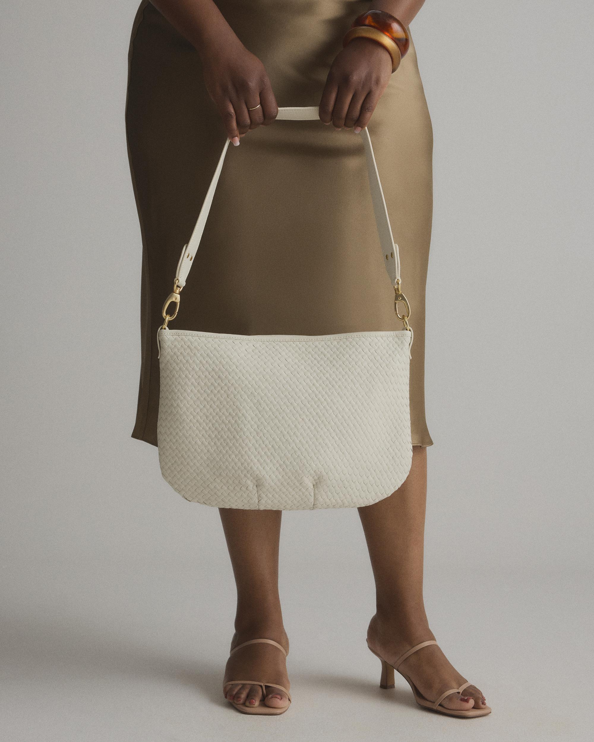 Quince | Women's Italian Leather Convertible Crescent Handwoven Shoulder Bag Product Image