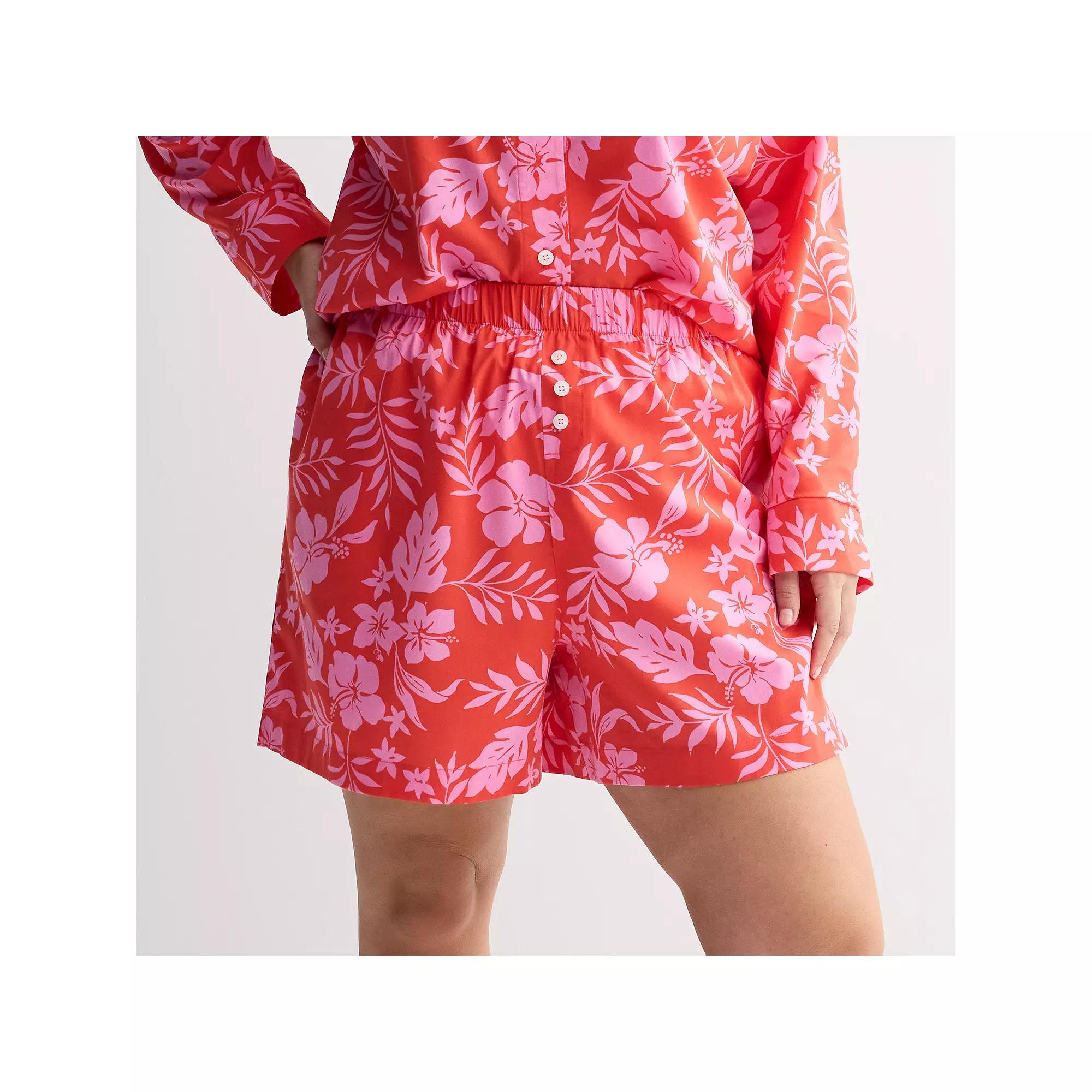 Plus Size Sonoma Goods For Life® Woven Separates Sleep Shorts, Women's, Size: 1XL, White Floral Product Image