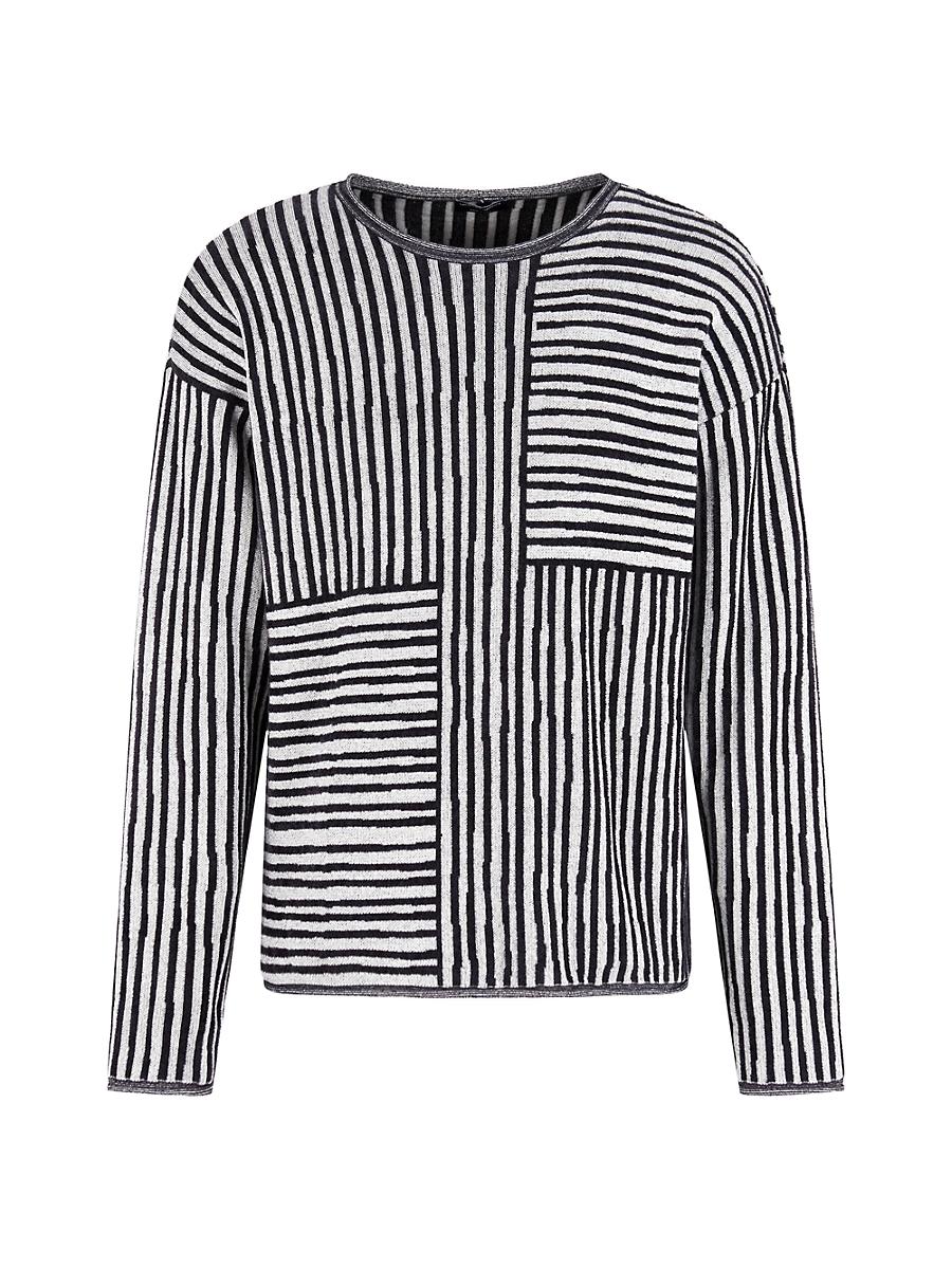 Mens Mixed Stripe Jacquard Crewneck Sweater Product Image