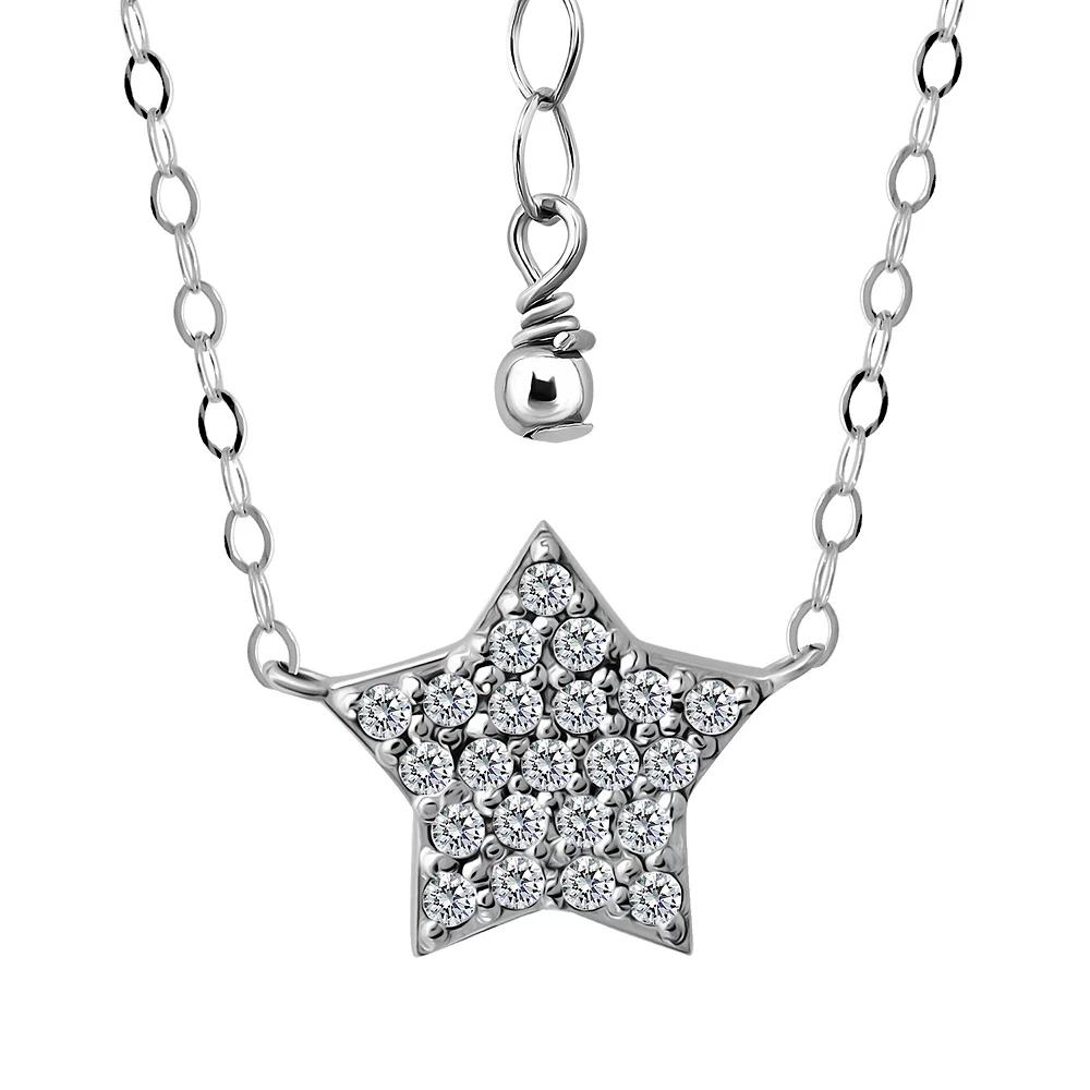 Aleure Precioso Sterling Silver Cubic Zirconia Star Frontal Necklace, Women's, Size: 16-18" ADJ Product Image