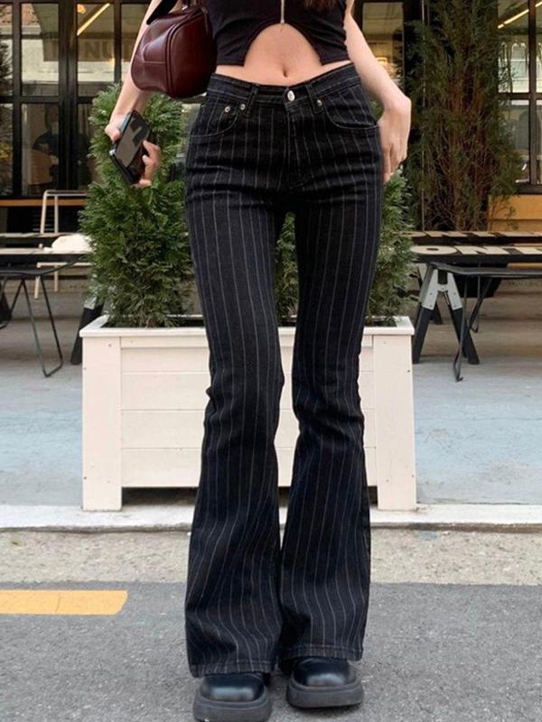 Slim Fit Stripe Flare Jeans Product Image