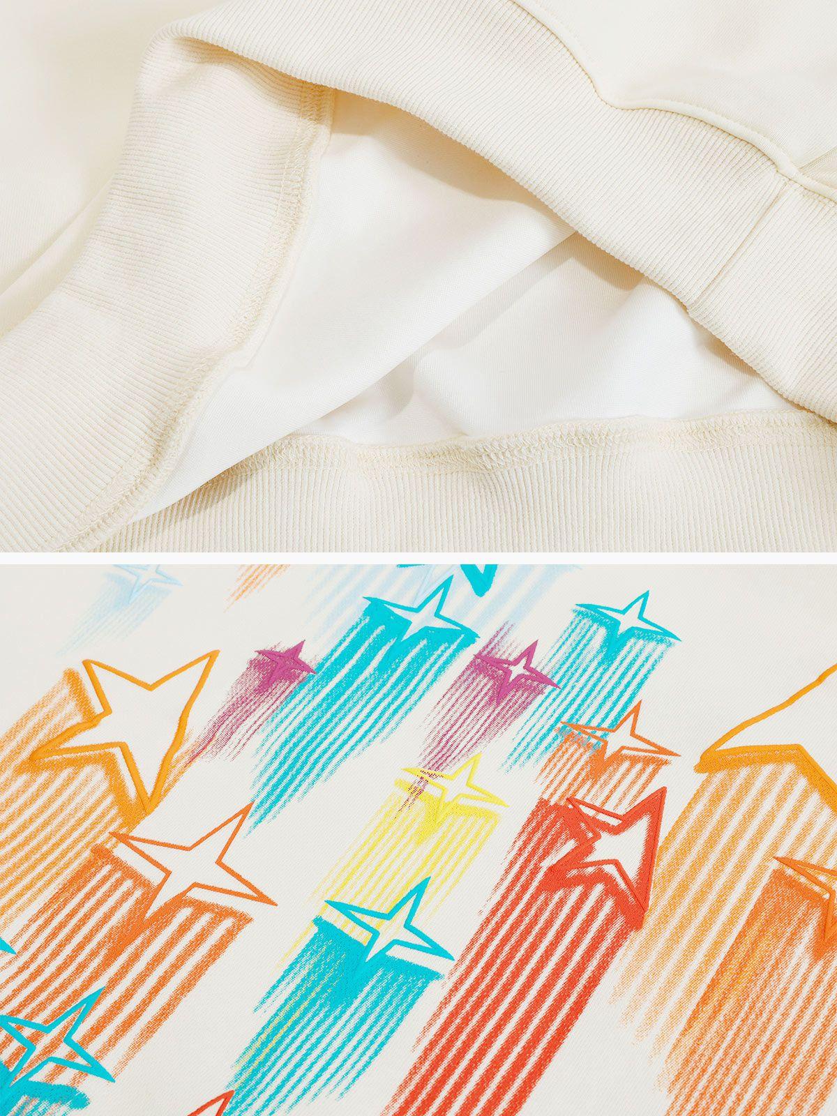 Aelfric Eden Star Embroidery Graffiti Pullover Hoodie Product Image