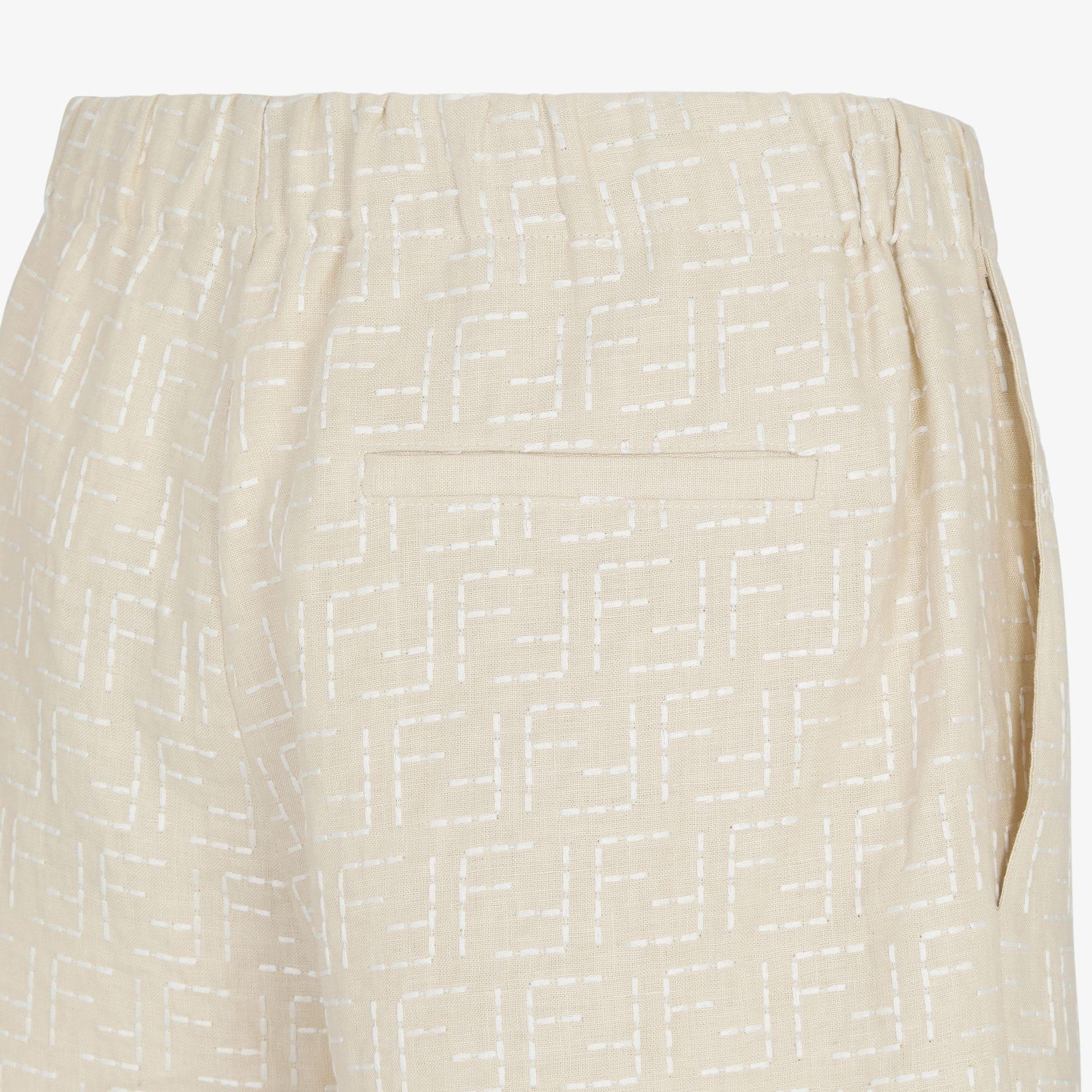 BermudasBeige linen FF jacquard shorts Product Image