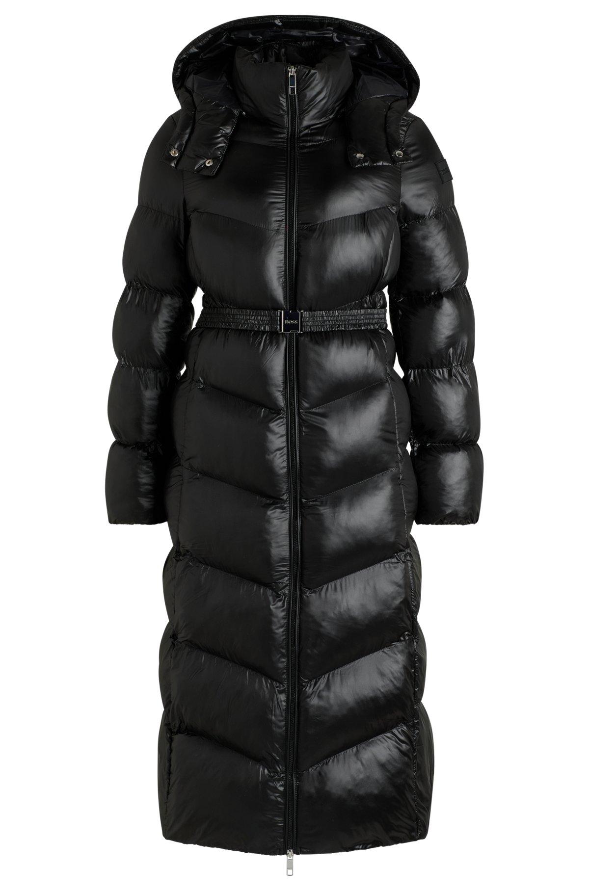 BOSS - Water-repellent puffer jacket with logo belt - Black Product Image