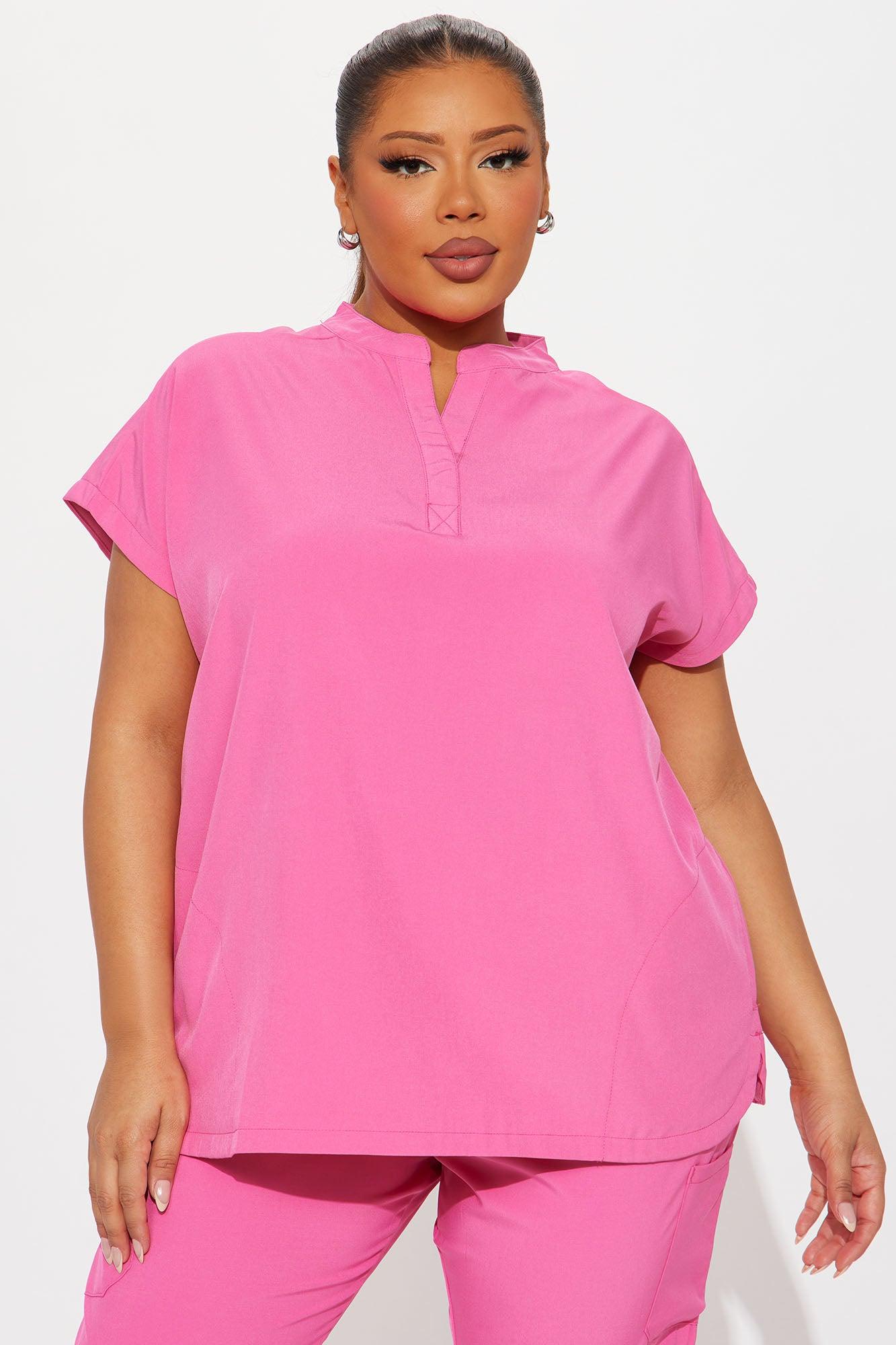 On Call Assist Sleeveless Jogger Scrub Set - Hot Pink Product Image