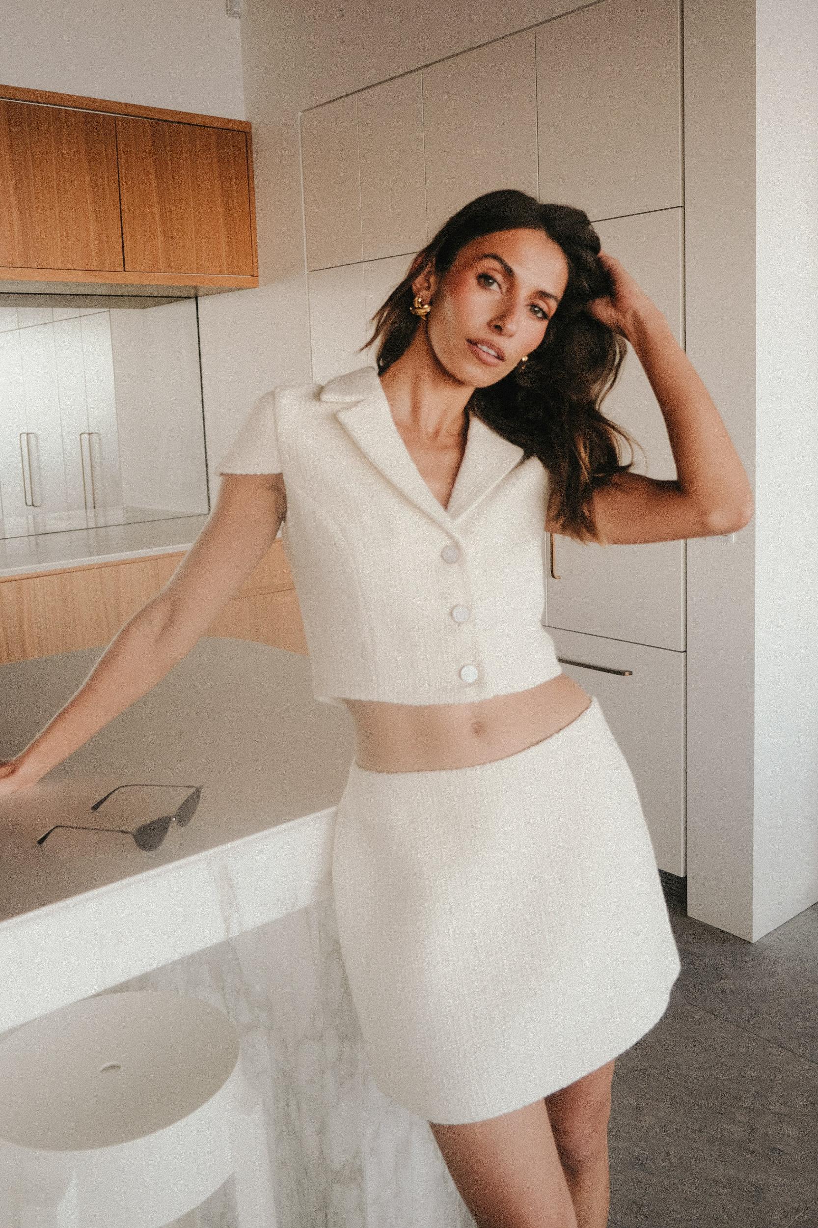 Parisa Boucle Button Up Top - Ivory Product Image