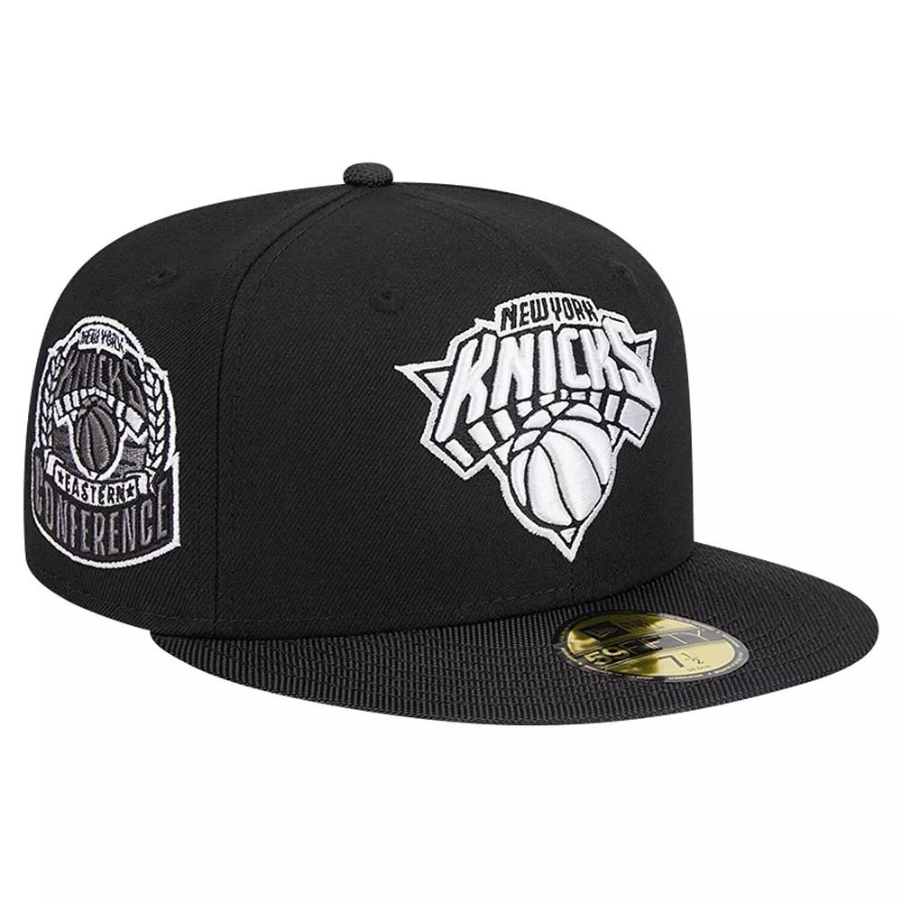Men's New Era Black New York Knicks Active Satin Visor 59FIFTY Fitted Hat, Size: 6 7/8 Product Image