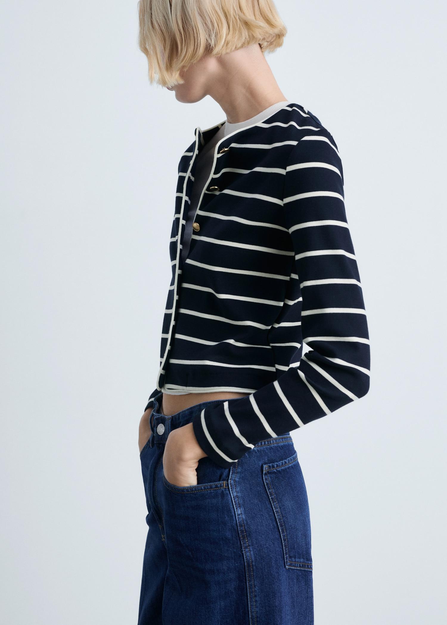 Stripped knit cardigan - Women | MANGO USA Product Image