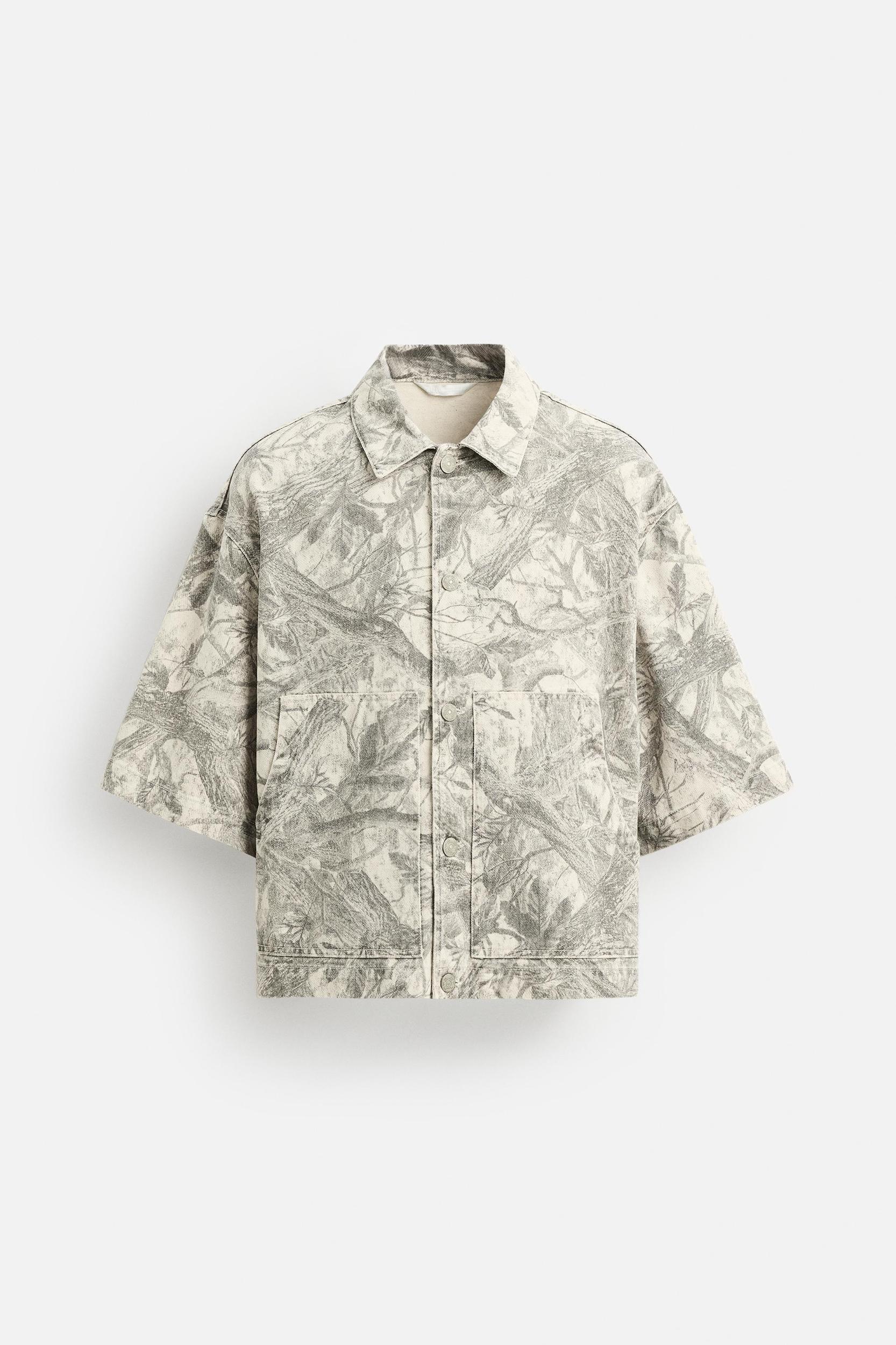 WASHED ABSTRACT PRINT OVERSHIRT Product Image