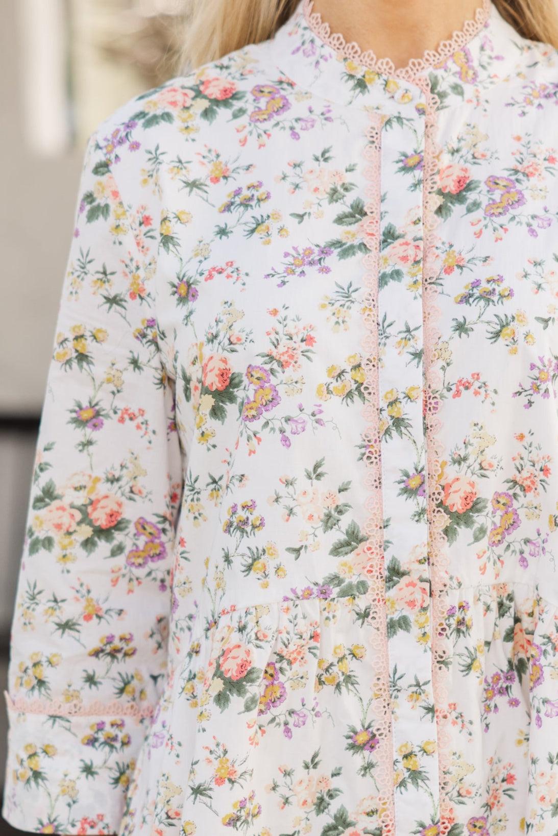 Believe In Yourself Ivory Ditsy Floral Dress Female Product Image