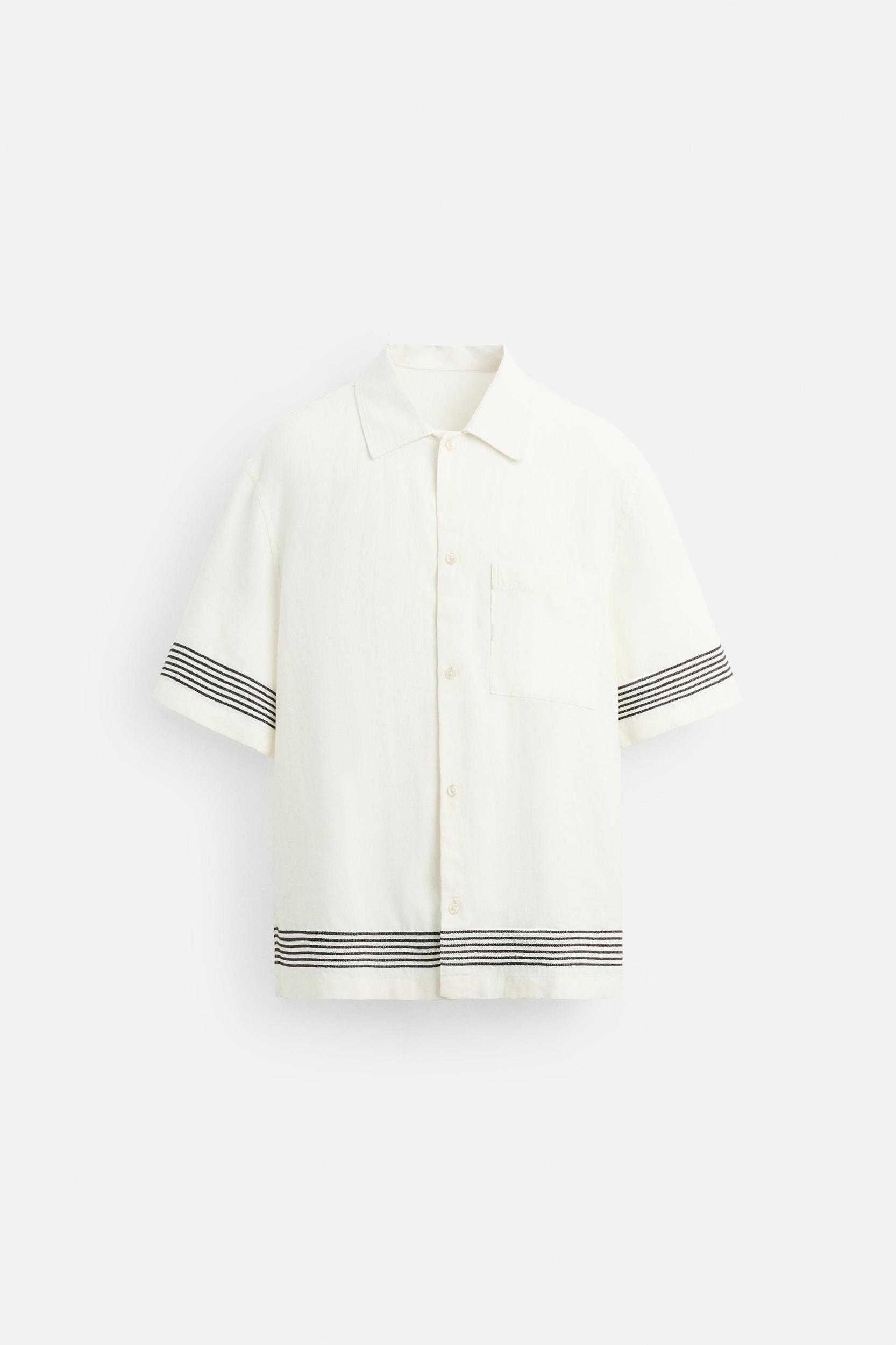 100% LINEN STRIPE SHIRT Product Image