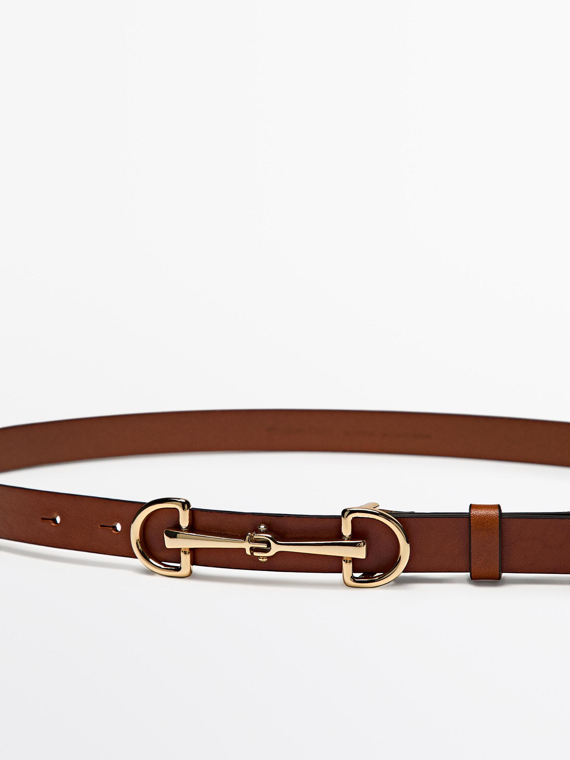 Nappa leather belt with equestrian buckle Product Image