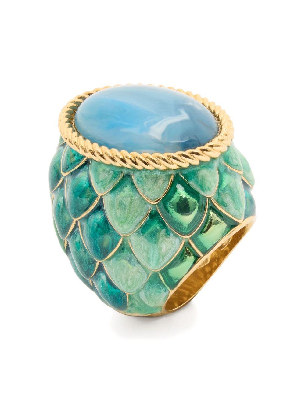 stone-embellished scaled ring Product Image