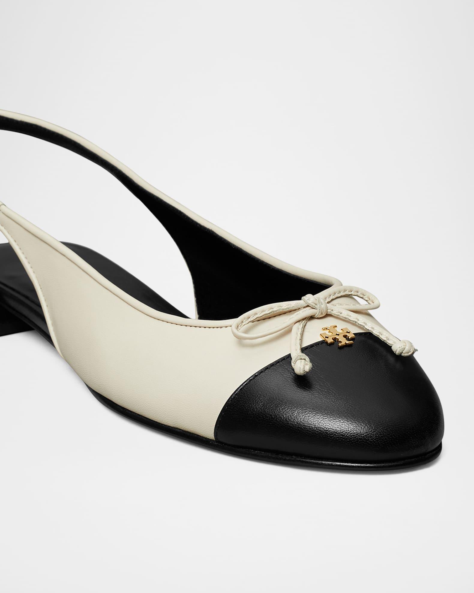 Cap-Toe Leather Slingback Ballerina Flats Product Image