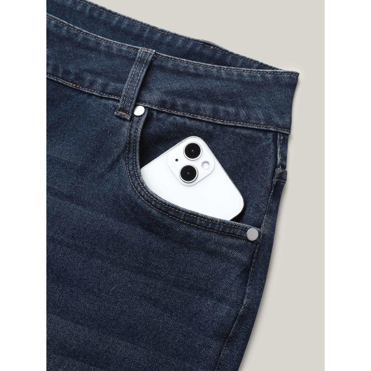 Plus Size High Waist Sculpting Side Zipper Jeans Women Denimindigo Casual No stretch Slanted pocket Jeans BloomChic 10/M Product Image