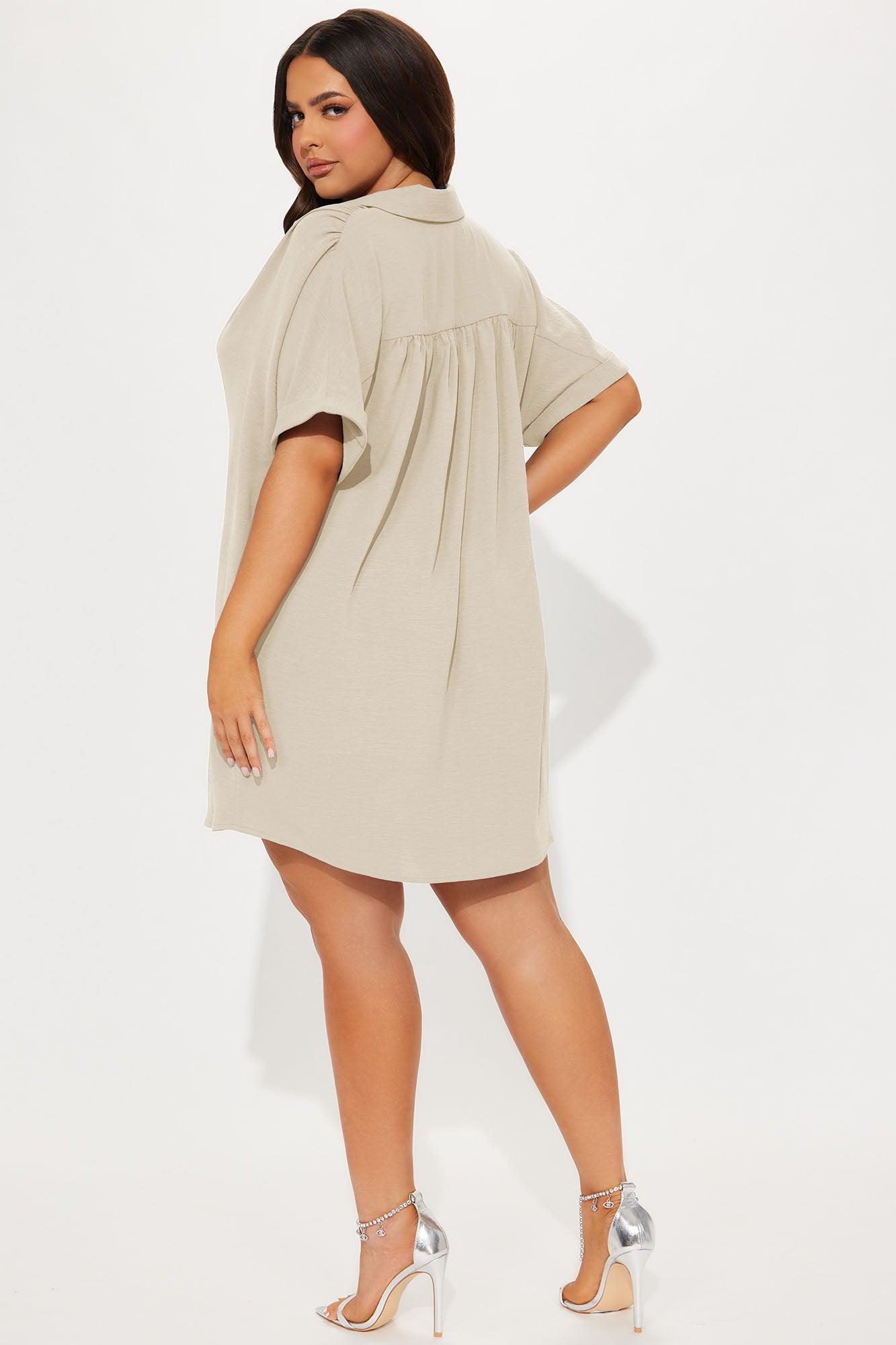 Amelia Mini Shirt Dress - Cream Female Product Image