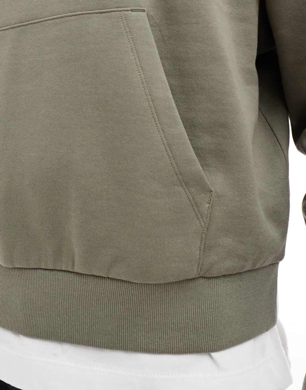 ASOS DESIGN essential boxy oversized hoodie in khaki Product Image