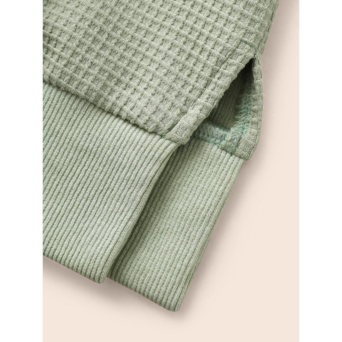 Plus Size Plain Textured Split Hem Sweatshirt Women Greenbean Casual Texture Loose Round Neck Everyday Sweatshirts BloomChic 30/6X Product Image