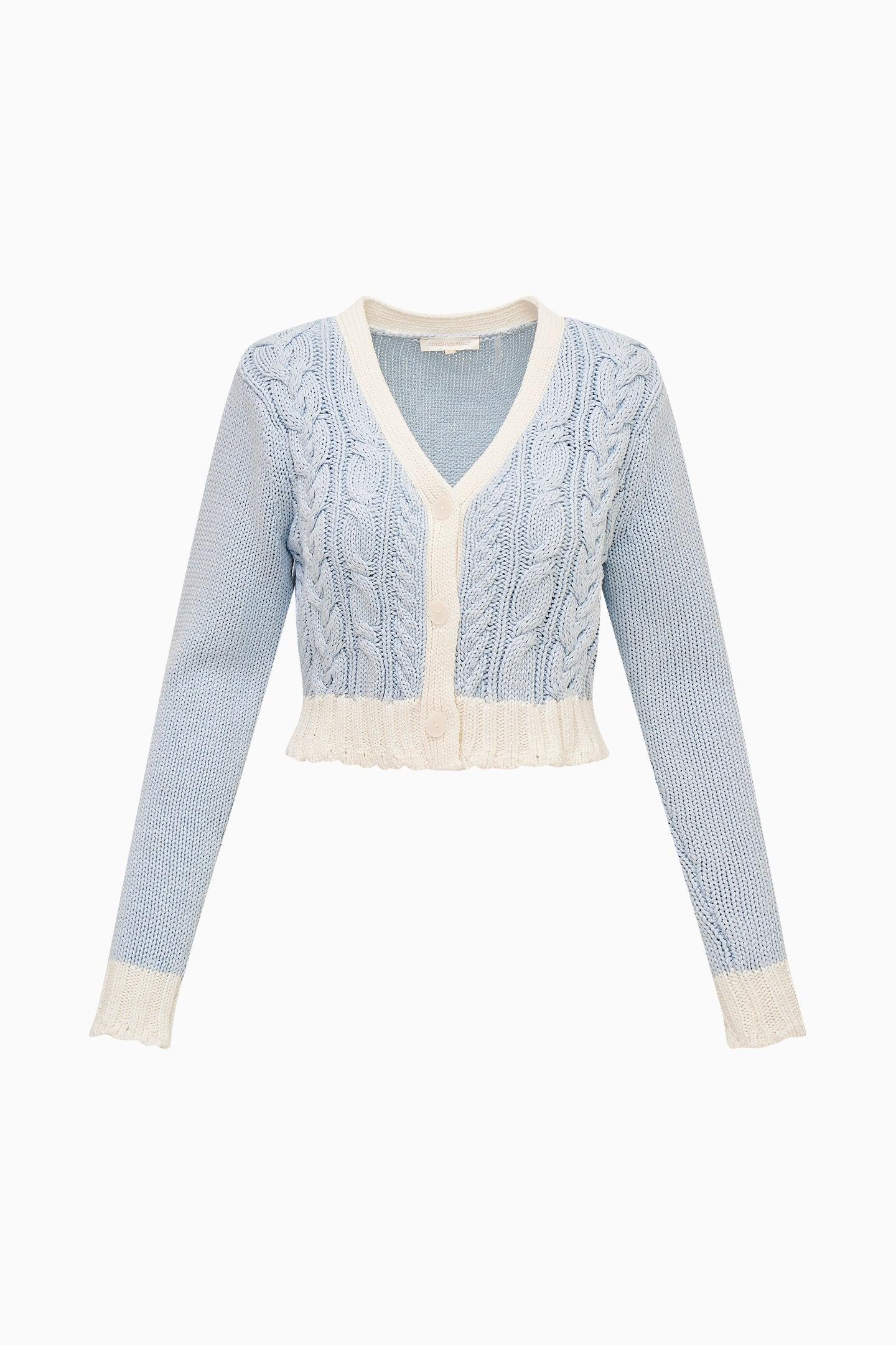 Hyacinth Cropped Cable Knit Cardigan Product Image