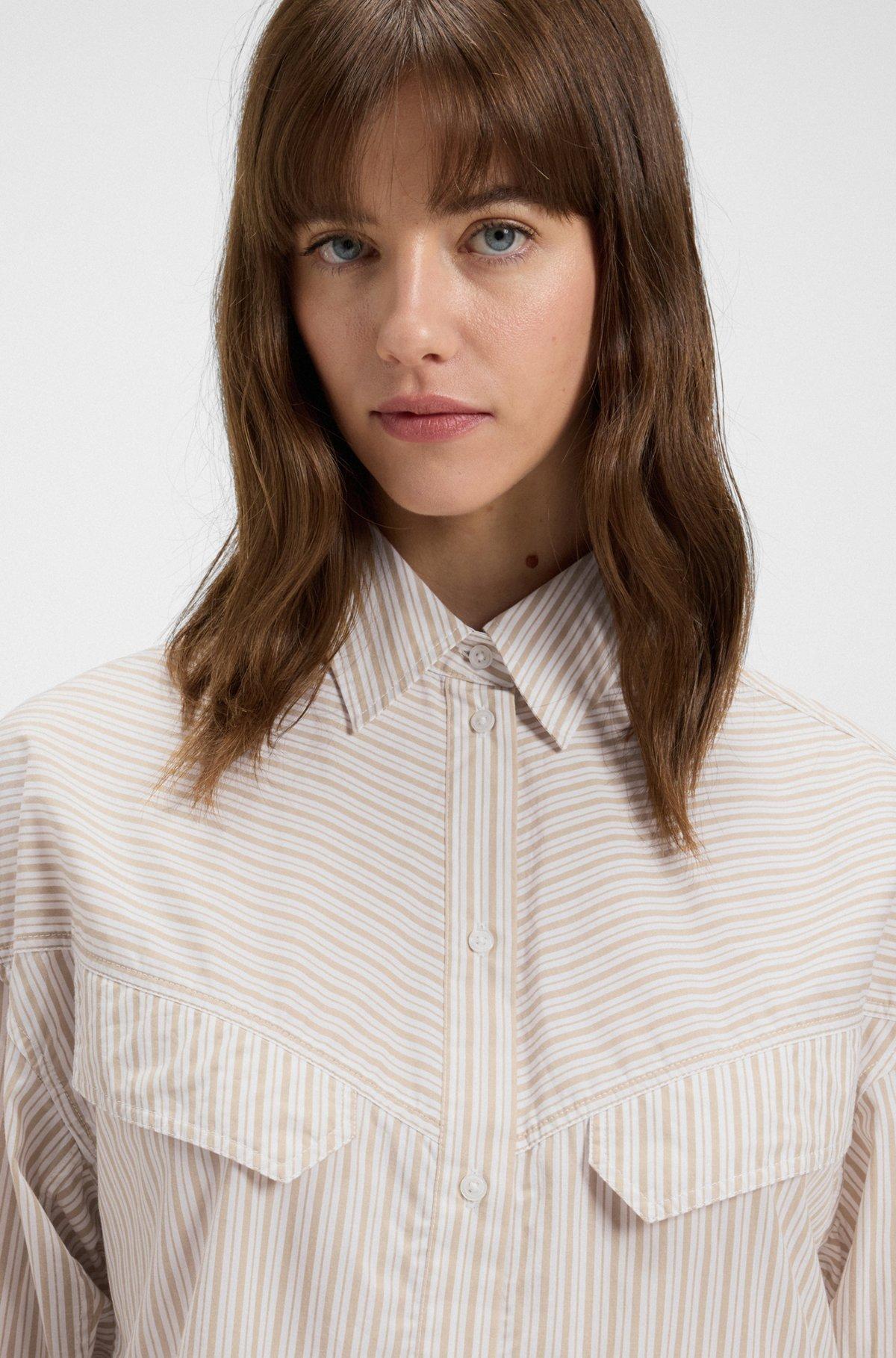 Oversize-fit blouse in striped cotton Product Image