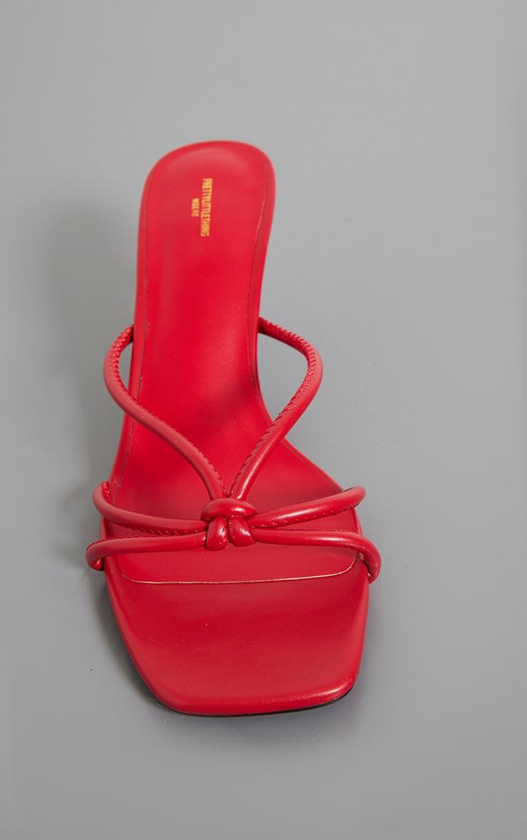 Red Pu Wide Fit Square Toe Knotted Heeled Mules Product Image