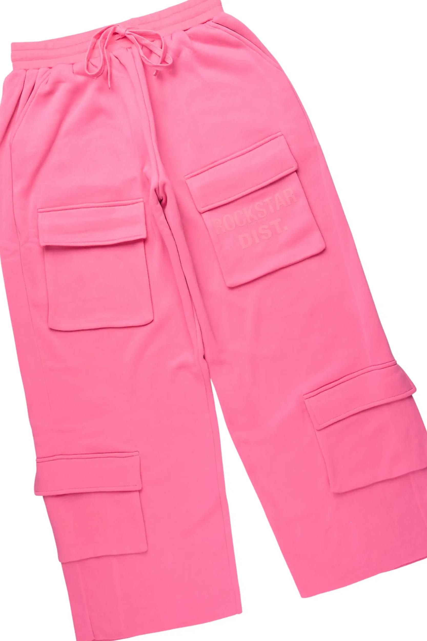 Mauricia Pink Crop Baggy Track Set Female Product Image
