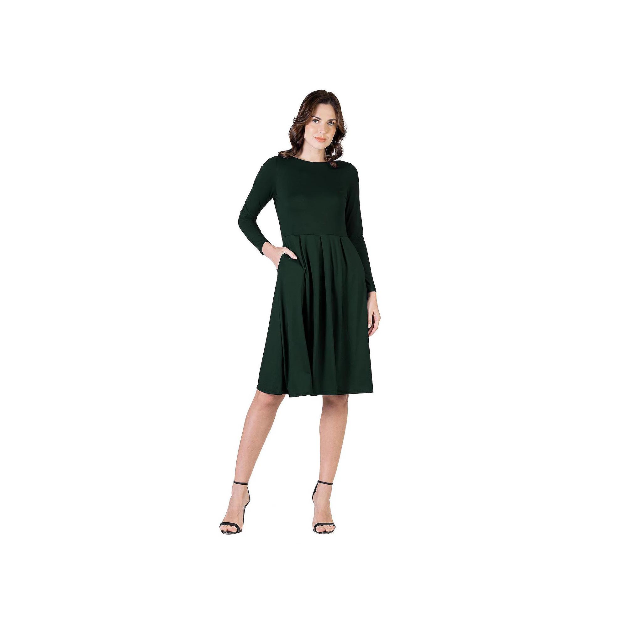 Women's 24Seven Comfort Apparel Fit & Flare Midi Dress,  Product Image