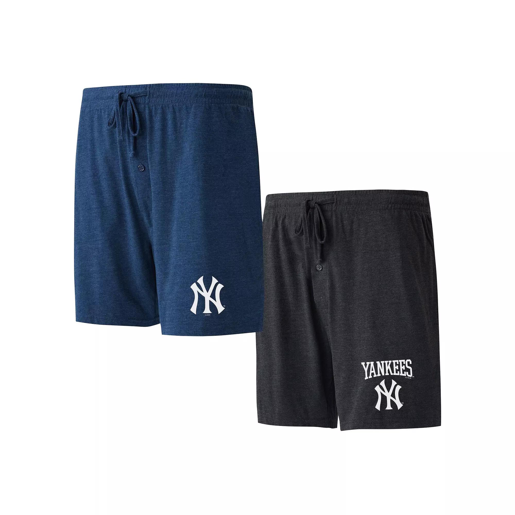 Men's Concepts Sport Navy/Black New York Yankees Two-Pack Meter Sleep Shorts, Size: Small, Blue Product Image