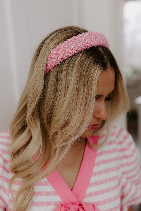 Full Of Love Tweed Headband in Pink Product Image