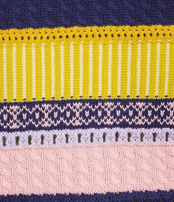 tyler boe Georgie Stripe Mix Coordinating Stitch Wool Blend Crew Neck 3/4 Sleeve Sweater Product Image