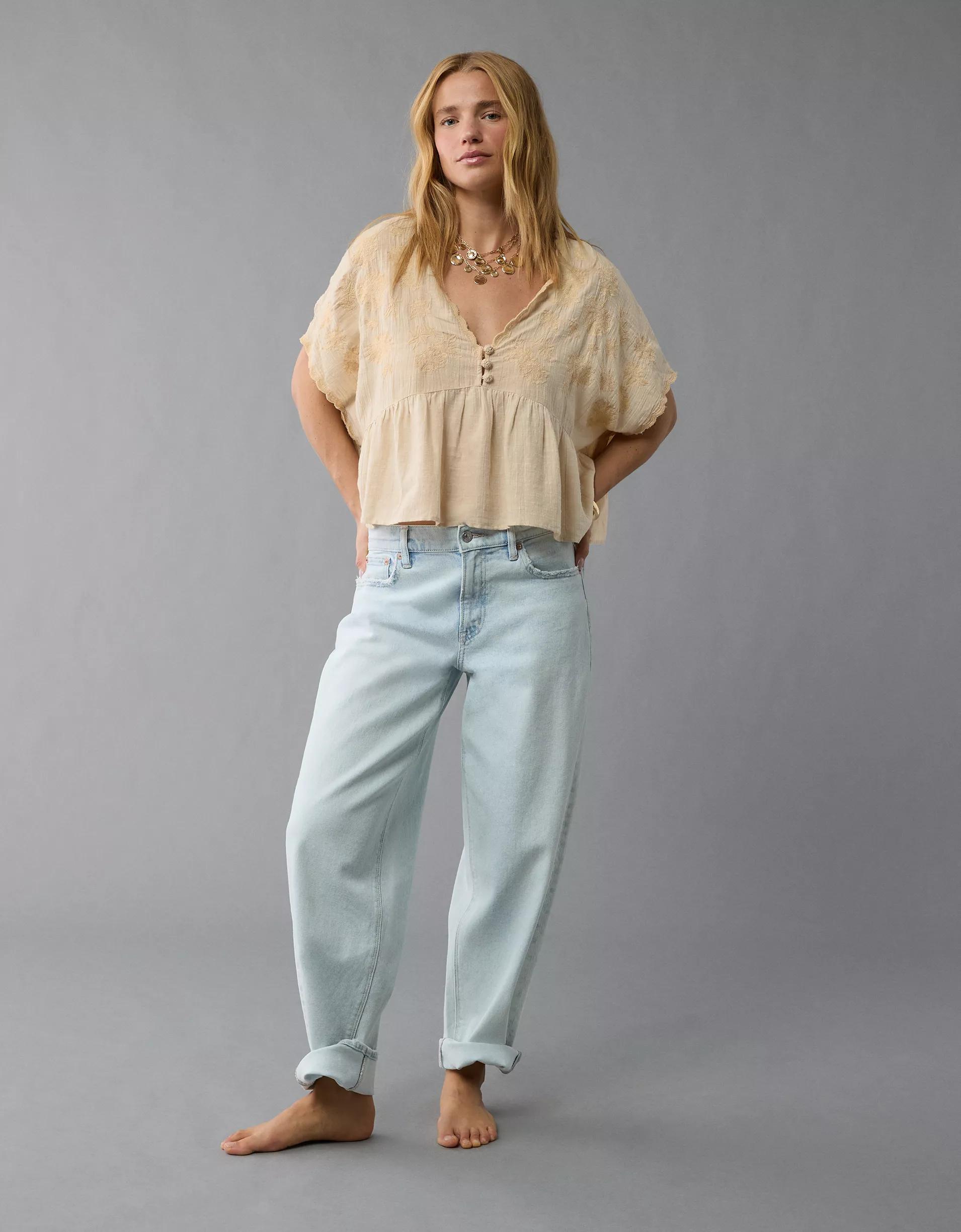 AE V-Neck Embroidered Blouse Product Image