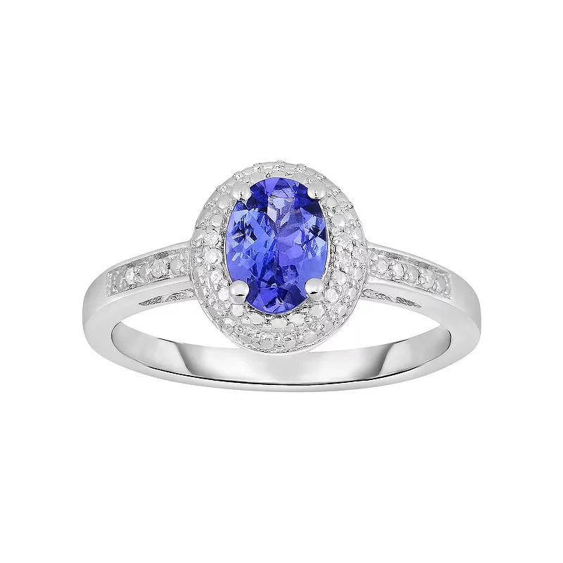 Oro Leoni Tanzanite and Diamond Accent Sterling Silver Halo Ring, Women's,  Product Image