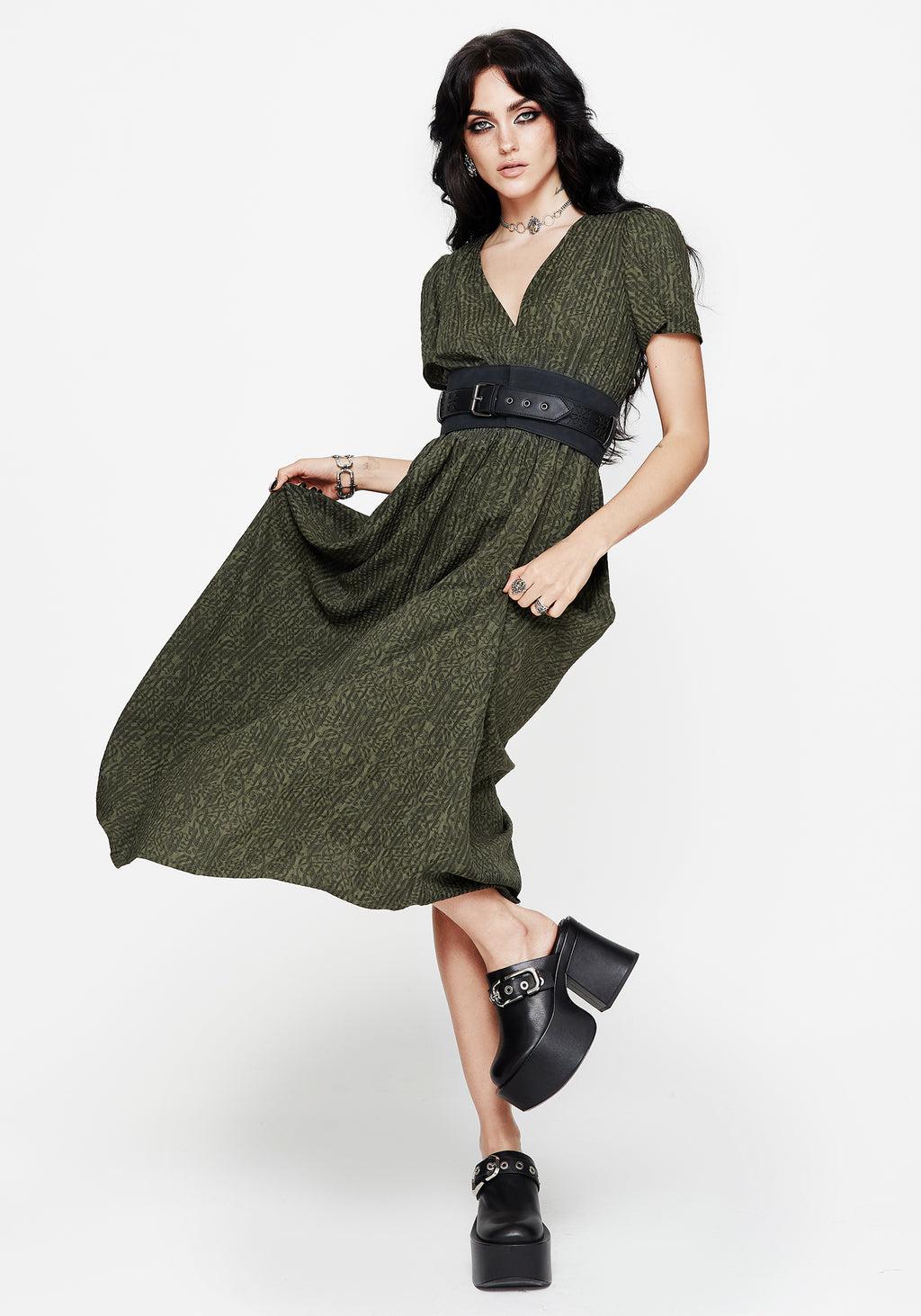 Francesca Dragon Printed Wrap Over Midaxi Dress Product Image