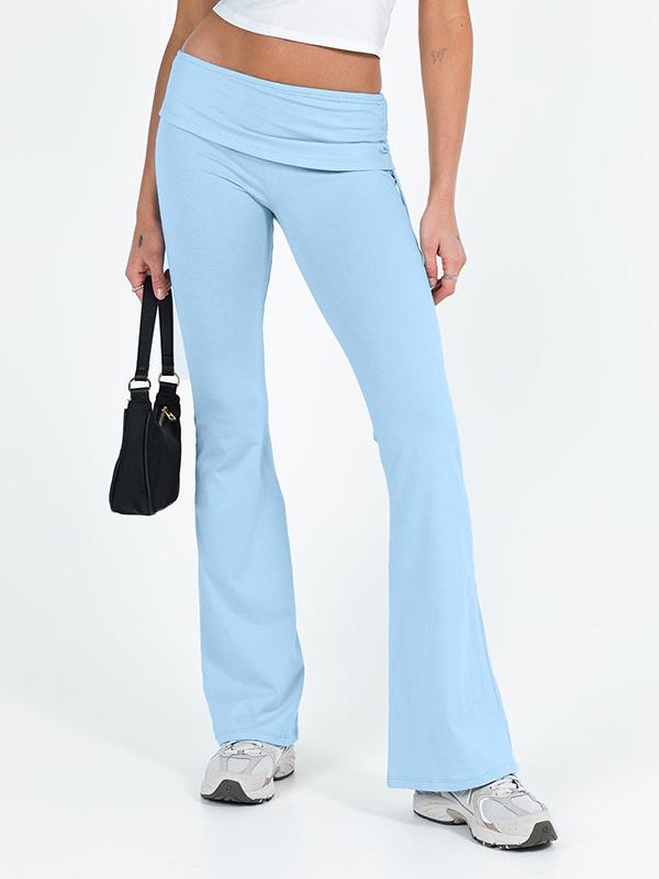 Solid Drawstring High Elasticity Flared Sweatpants Product Image