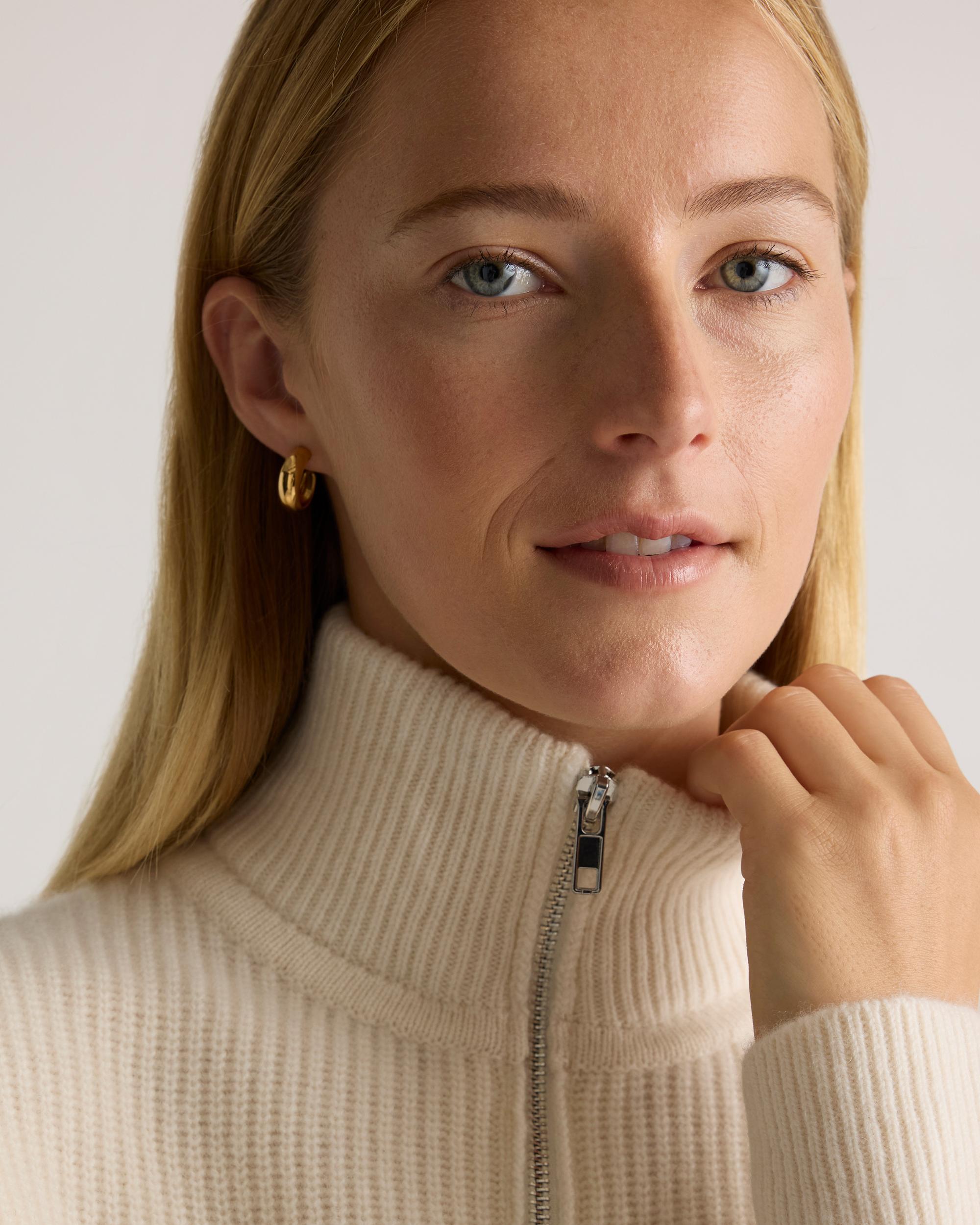 Quince | Women's Mongolian Cashmere Fisherman Quarter Zip Sweater Size XS Product Image