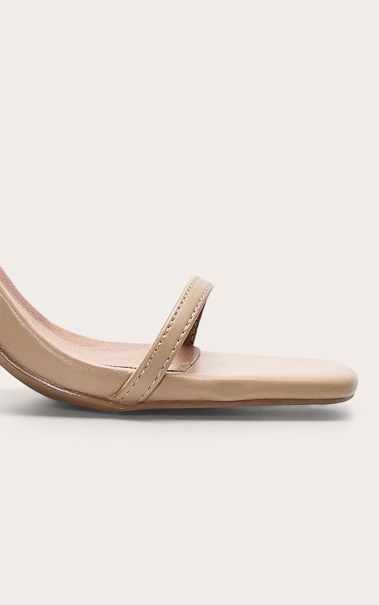 Nude Square Toe High Block Heeled Sandals Product Image