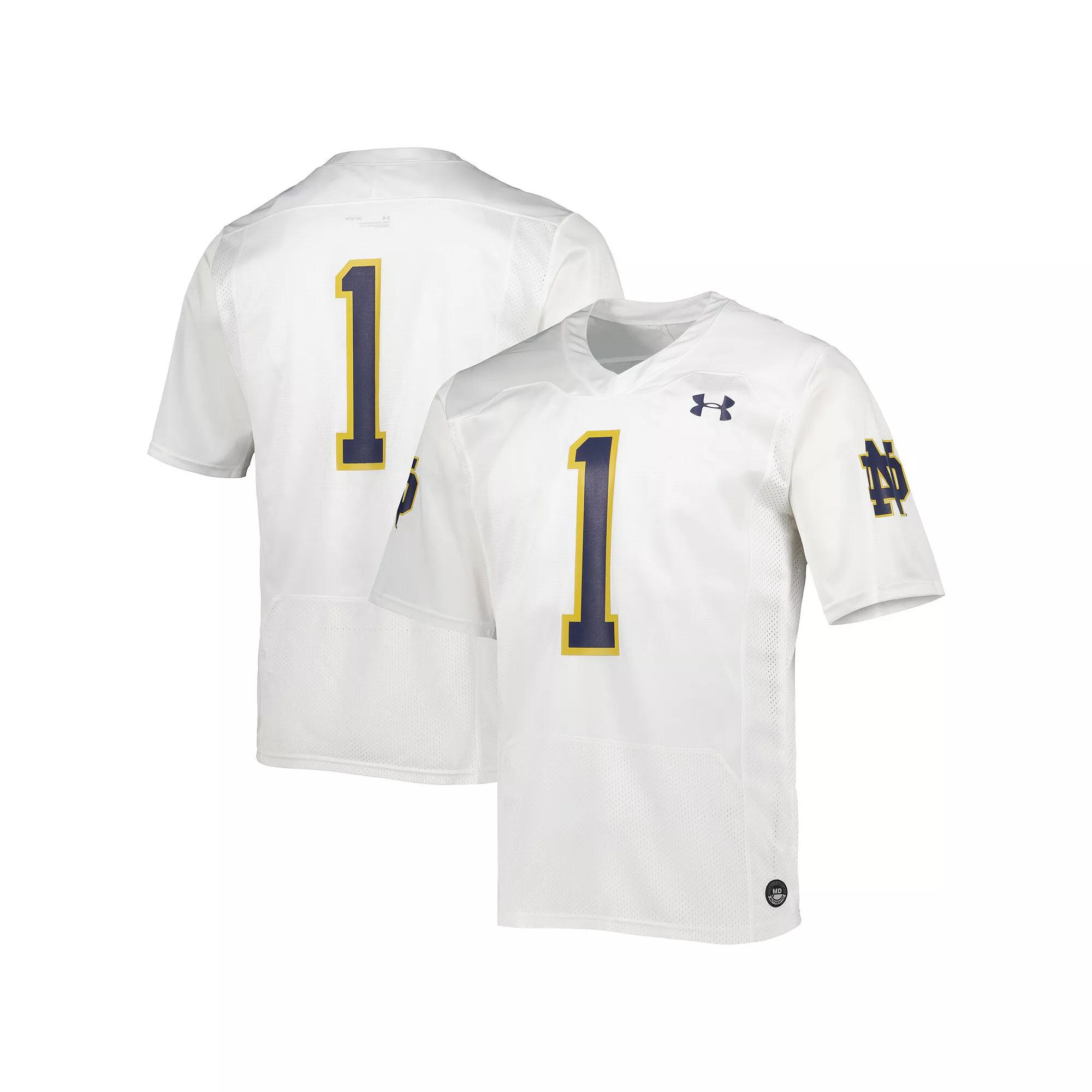 Men's Under Armour #1 White Notre Dame Fighting Irish Team Wordmark Replica Football Jersey,  Product Image