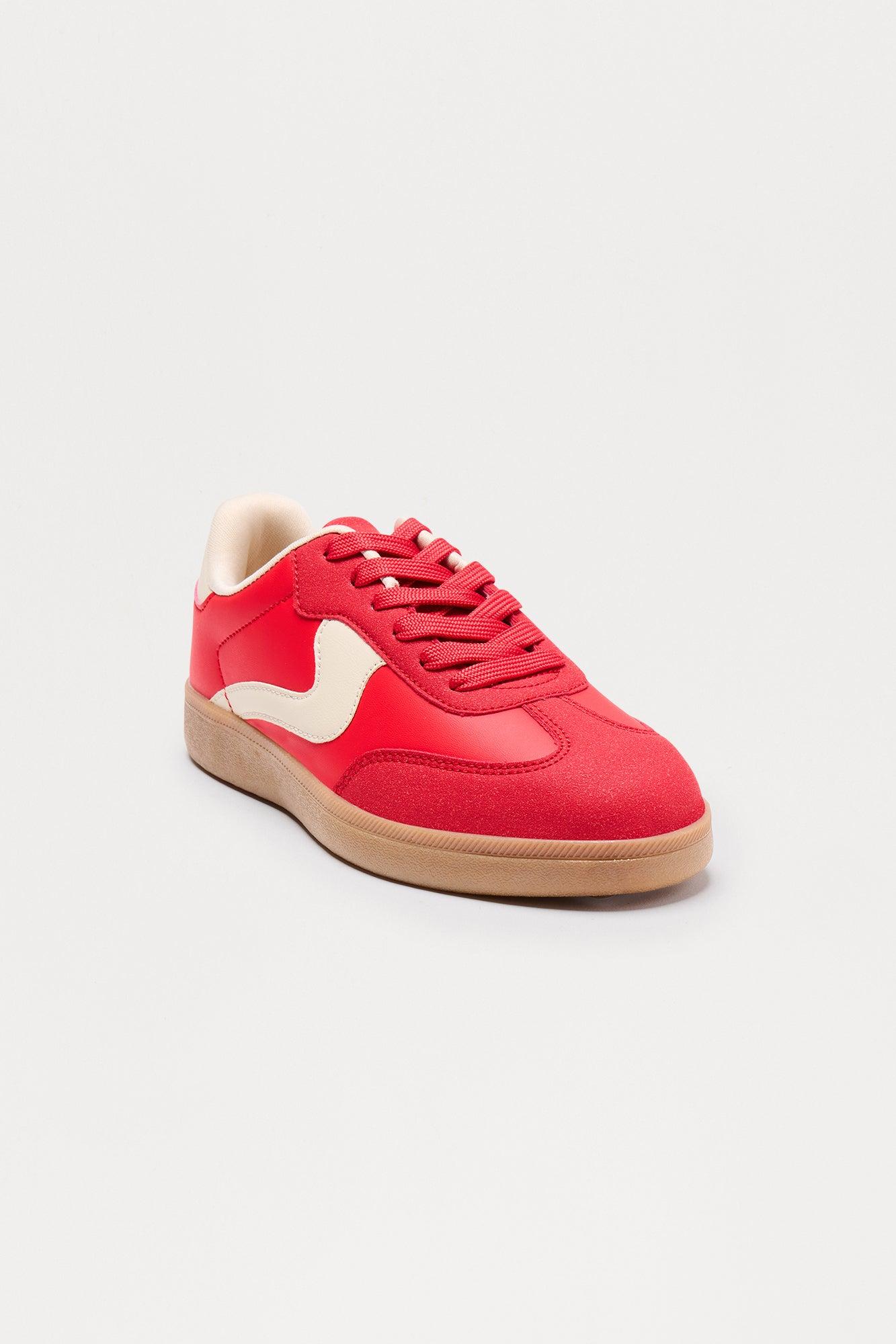 Denali Lace Up Sneakers - Red Female Product Image