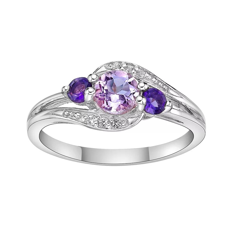 Gemminded 14k Rose Gold Over Silver Pink Amethyst & White Topaz Ring, Women's,  Product Image