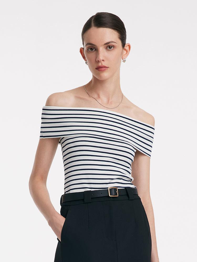 Off Shoulder Striped Slim Top Product Image