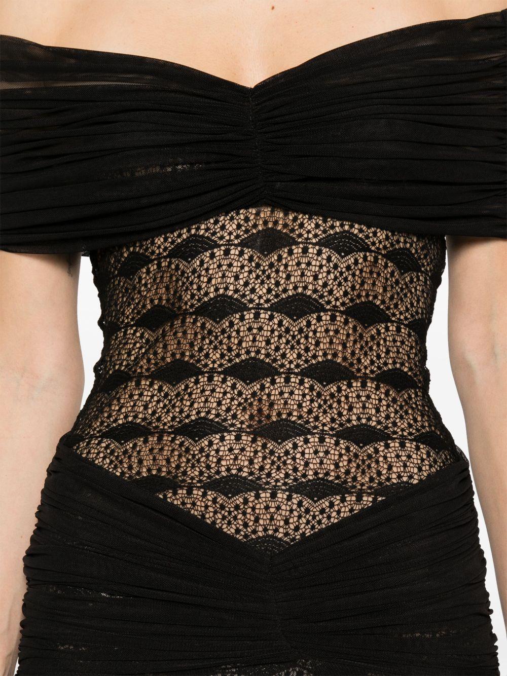 lace-panelled mesh maxi dress Product Image