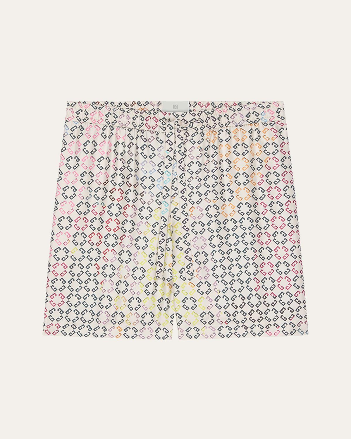 Mens Multicolor Monogram Silk Shorts Product Image