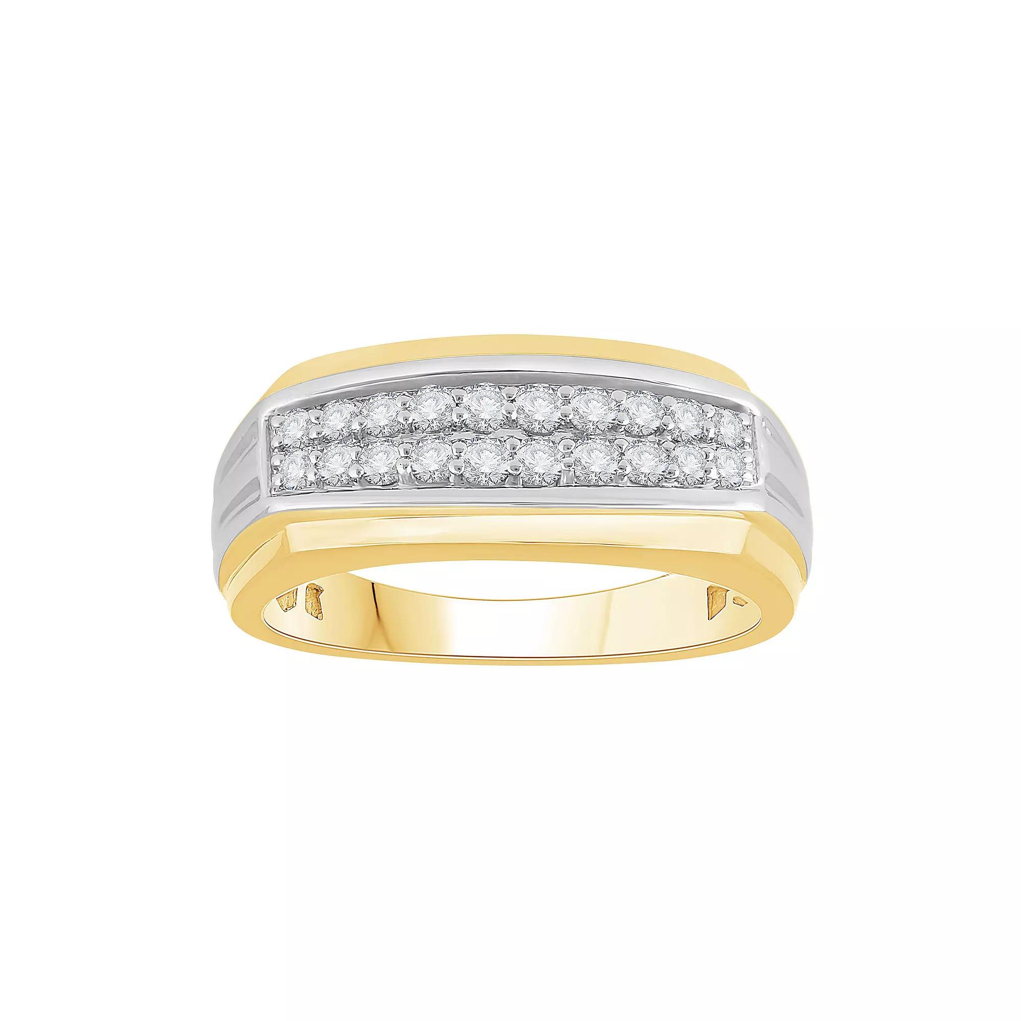 Men's 14k Gold Over Silver 1/2 Carat T.W. Diamond Wedding Band, Size: 12, Gold Tone Product Image