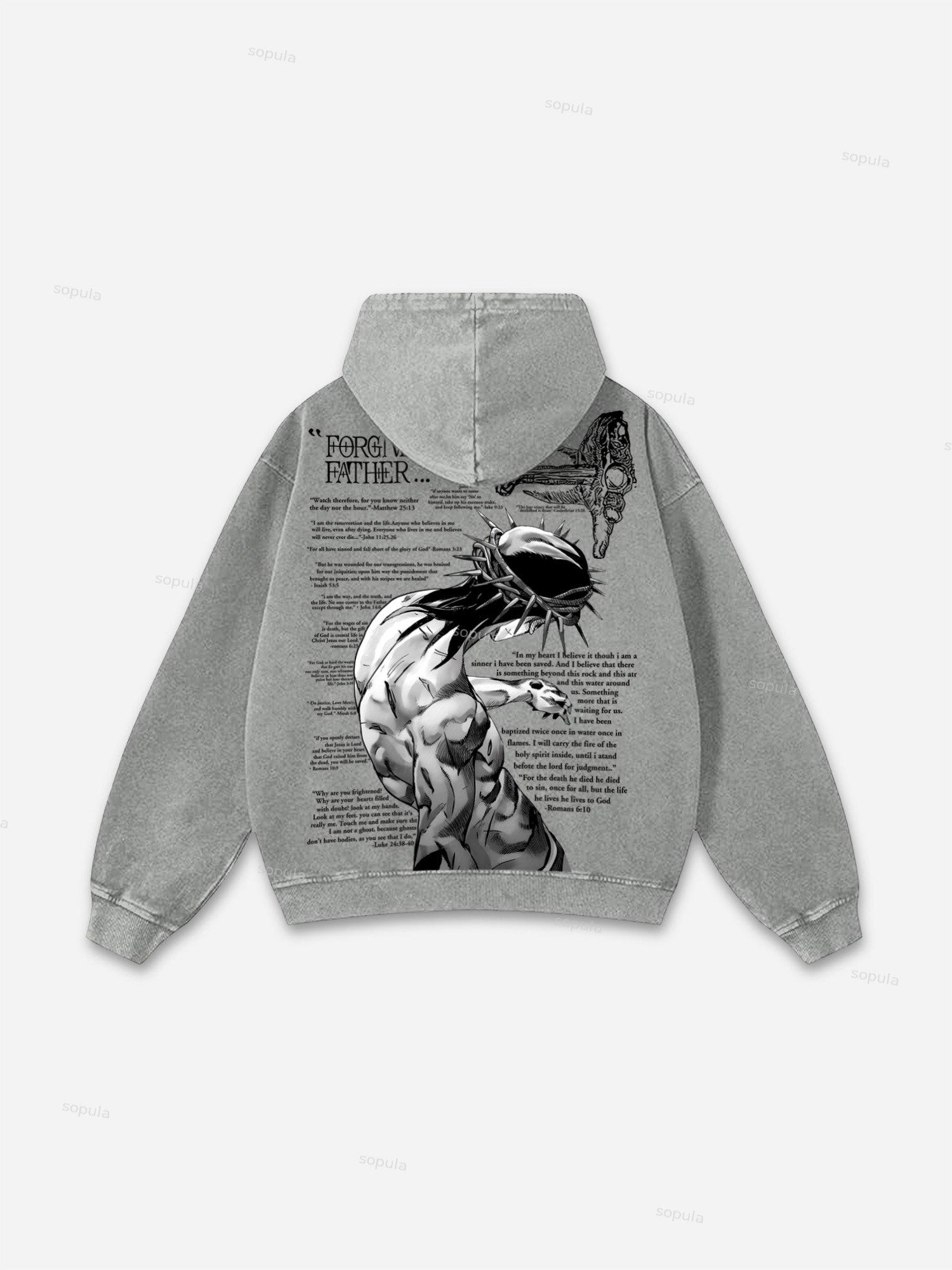 Sopula Vingate Portrait Phantom Graphic Acid Washed Oversized Hoodie Product Image