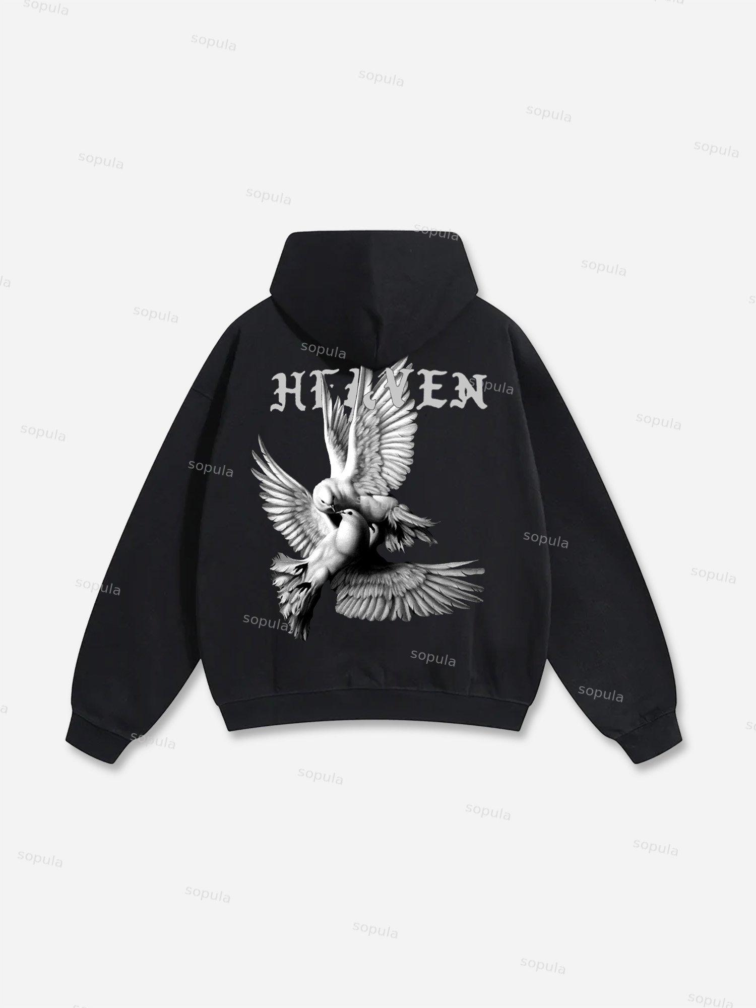 Sopula Vintage Peace Heaven Print Hoodie Product Image