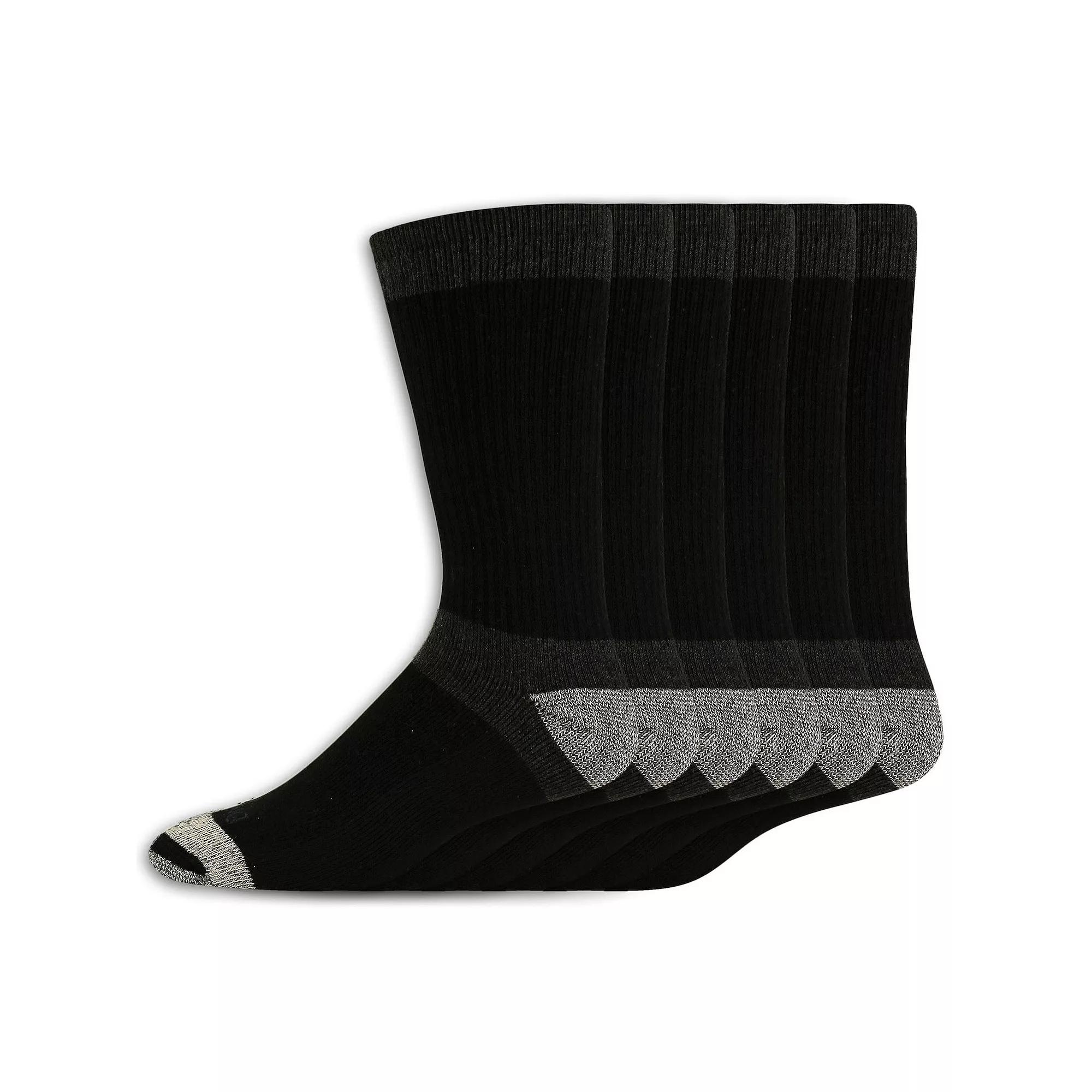 Dickies Men's 6pk Max Cushion Crew Socks - Black 6-12: Midweight, Tagless, Solid Pattern Product Image