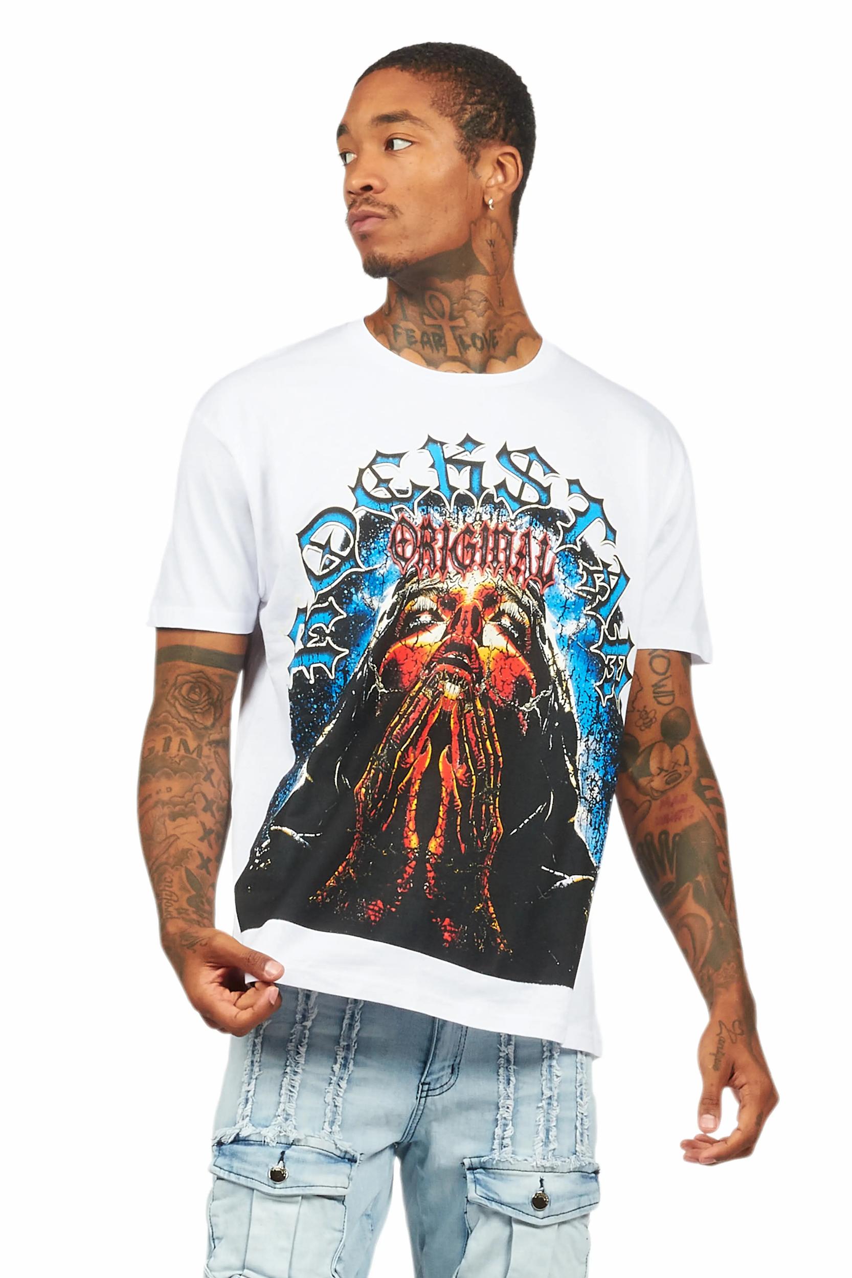 Dallan White Oversized Graphic T-Shirt Male Product Image