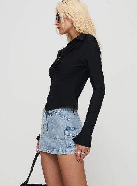 Pacific Coast Denim Cargo Skirt Light Wash Product Image